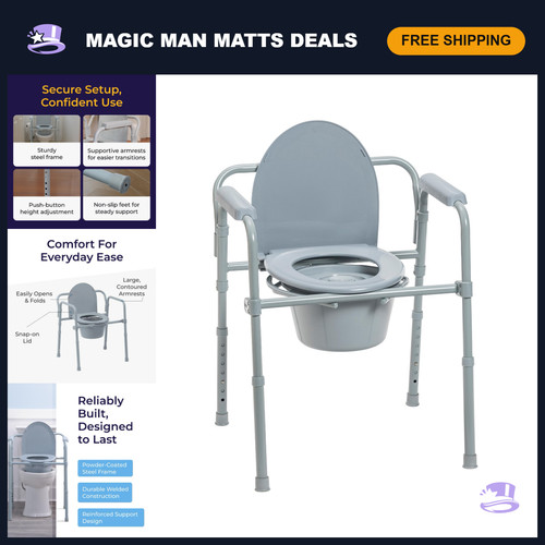 Folding bedside commode chair - folding,