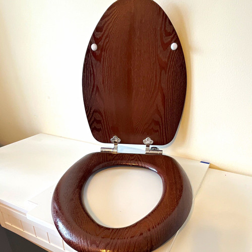 Brown wood round - wood, toilet