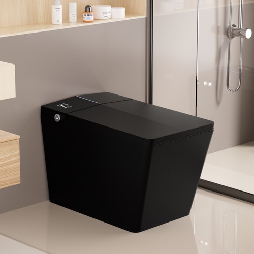 Black square smart toilet - black,