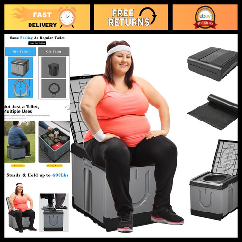 Large portable folding toilet - large,
