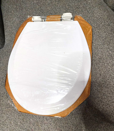 White elongated plastic toilet - elongated,